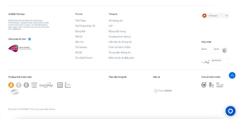 Cơ sở pháp lý của nhà cái Bk8