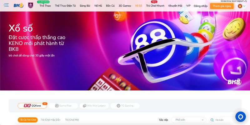 Xổ số trực tuyến Bk8 có mức thưởng cao